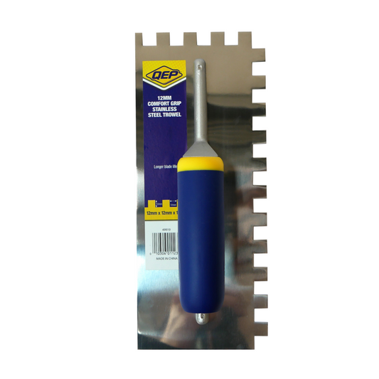 Qep Square Notch Stainless Steel Trowel - 12mm - 280 x 115mm