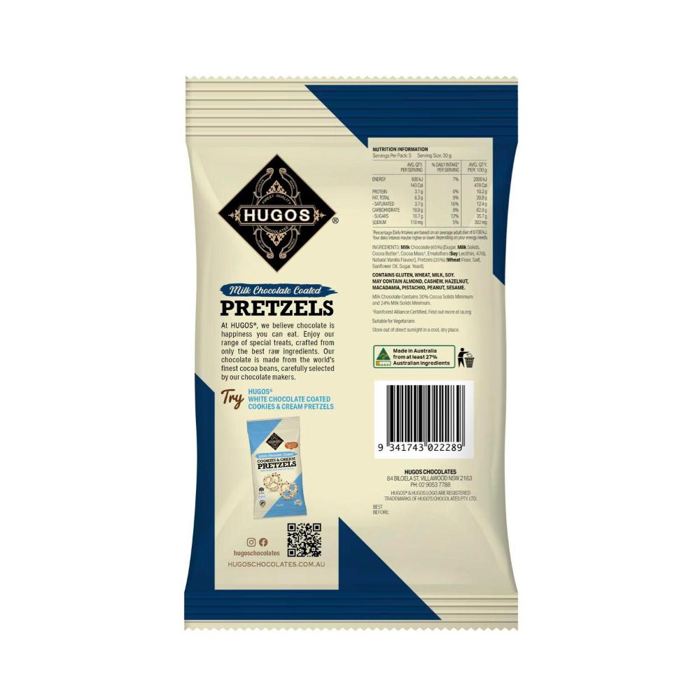 Hugos Milk Chocolate Pretzels - 150g