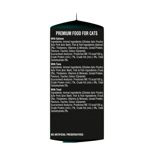 Dine Fresh & Fine Chunks In Gravy With Salmon Tuna & Trout Cat Food Pouch 6x50g - 6 Pack
