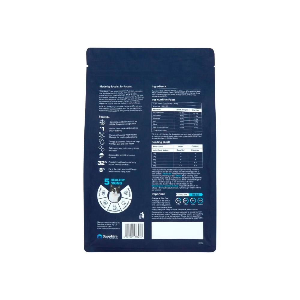 True Blue Aussie Chicken & Tuna Dry Cat Food - 800g