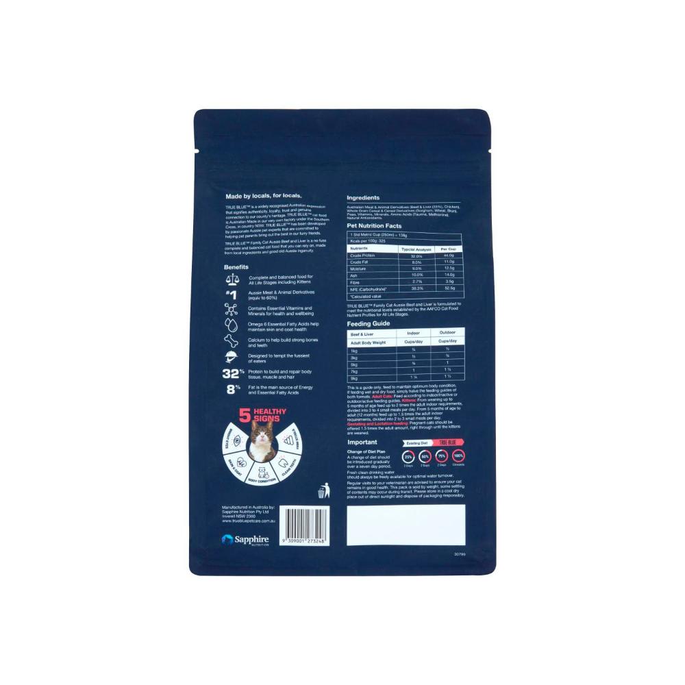 True Blue Aussie Beef & Liver Dry Cat Food - 800g