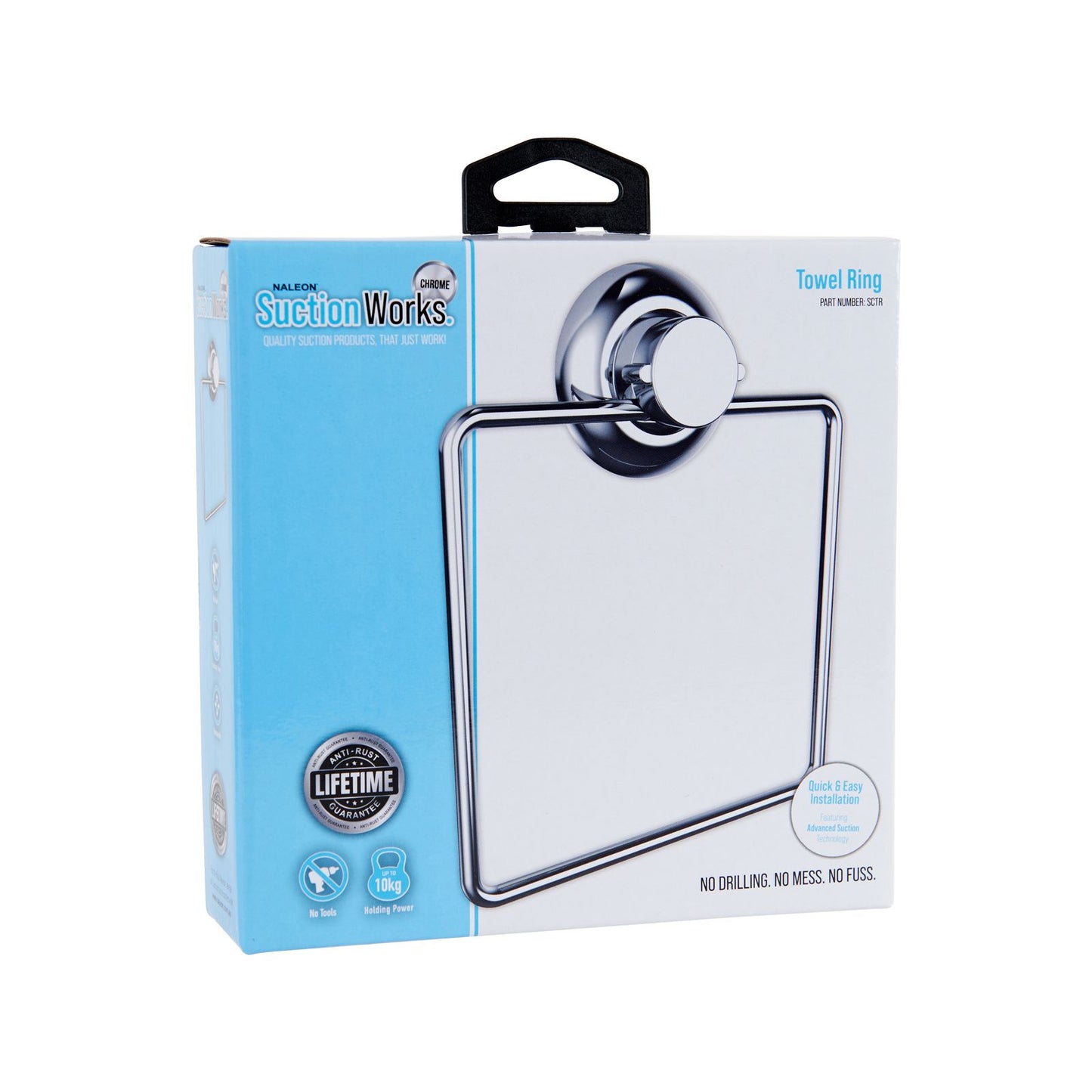 Naleon Chrome Suction Works Towel Ring - 165 x 210mm