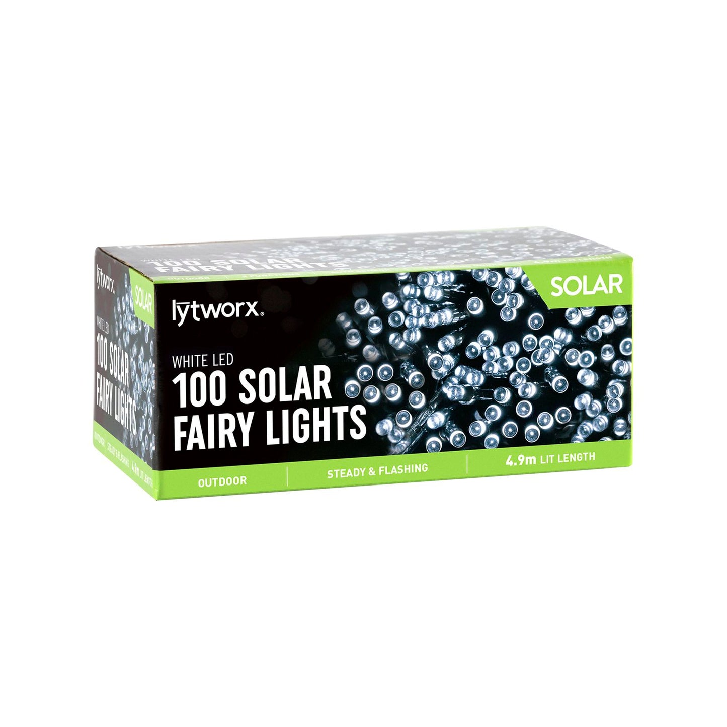 Lytworx White LED Solar Fairy Lights - 100 - 4.9m