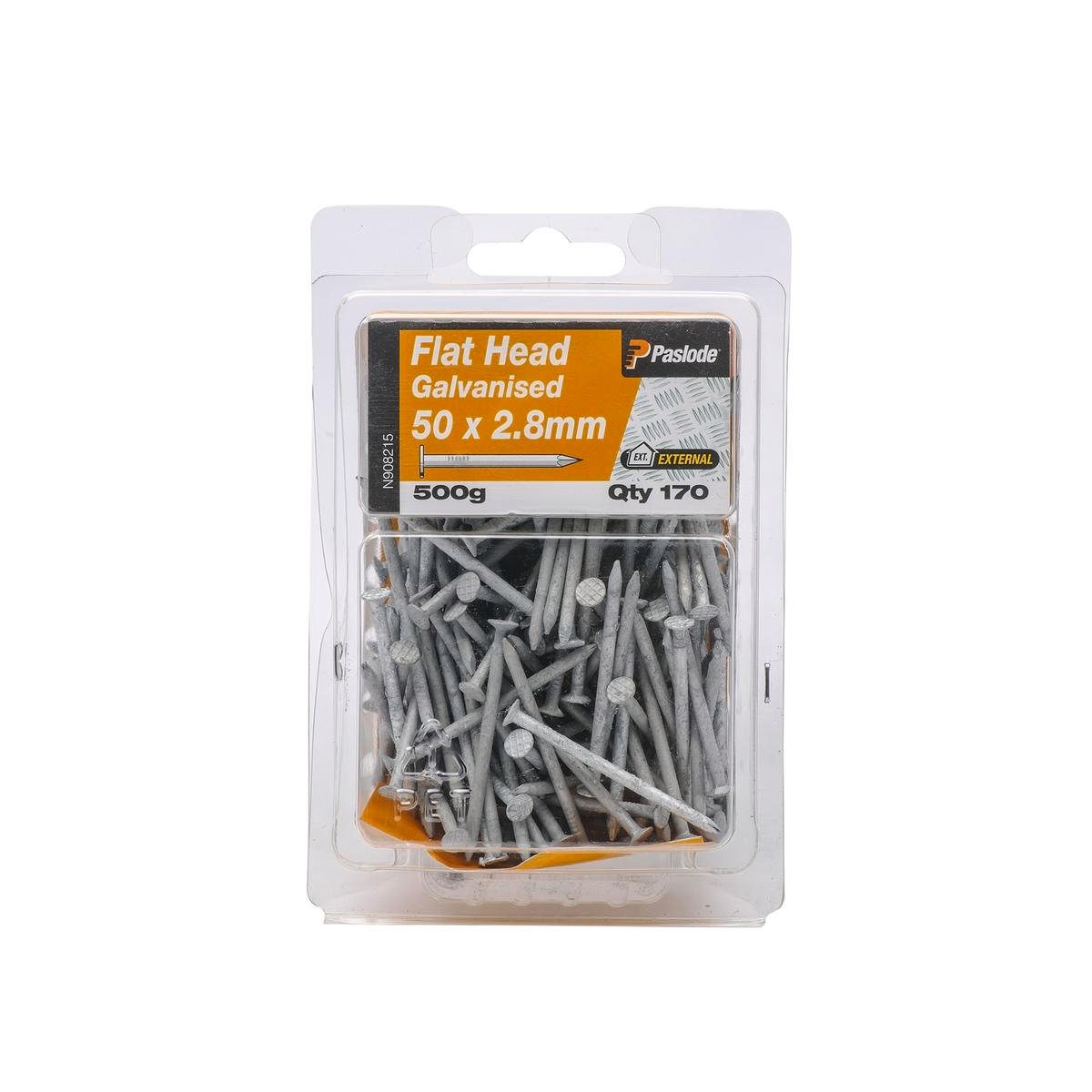 Paslode Flat Head Galvanised Nails 50 x 2 8mm 500g 170 Pack