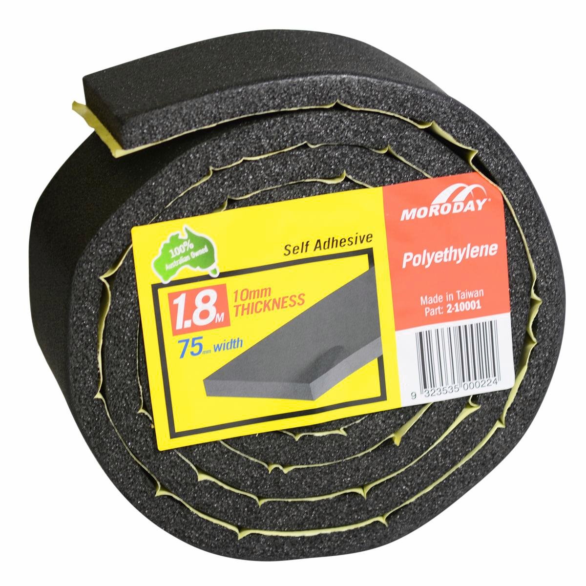 Moroday Adhesive Foam Roll 75mm x 10mm x 1.8m Sound Dampening Insulation