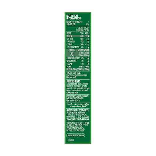 John West Sardines In Tomato Sauce - 110g