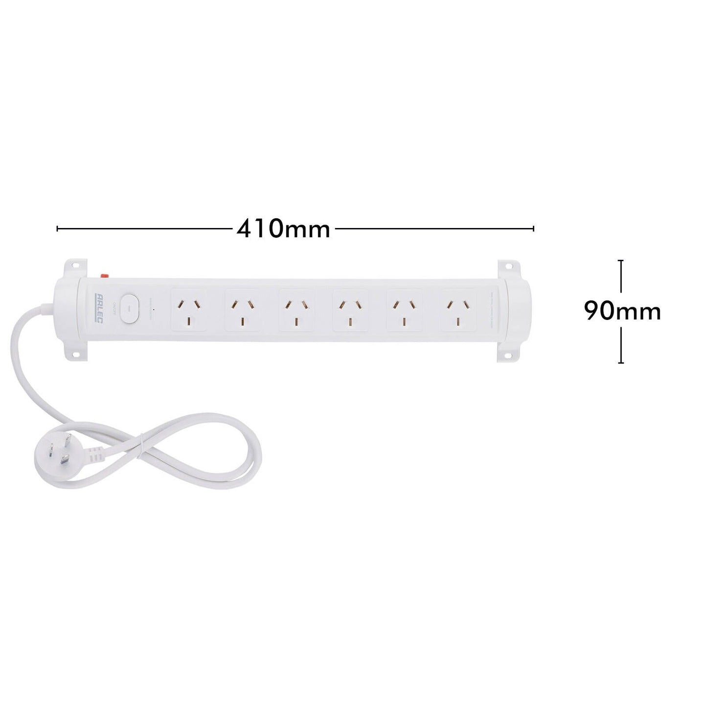 Arlec 6 Outlet Rotatable Powerboard - 90 x 410mm