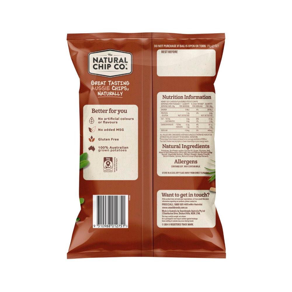 Natural Chip Co. Honey Soy Chicken Potato Chips - 175g