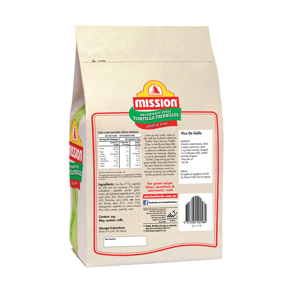 Mission Chilli & Lime Tortilla Triangles Corn Chips - 230g