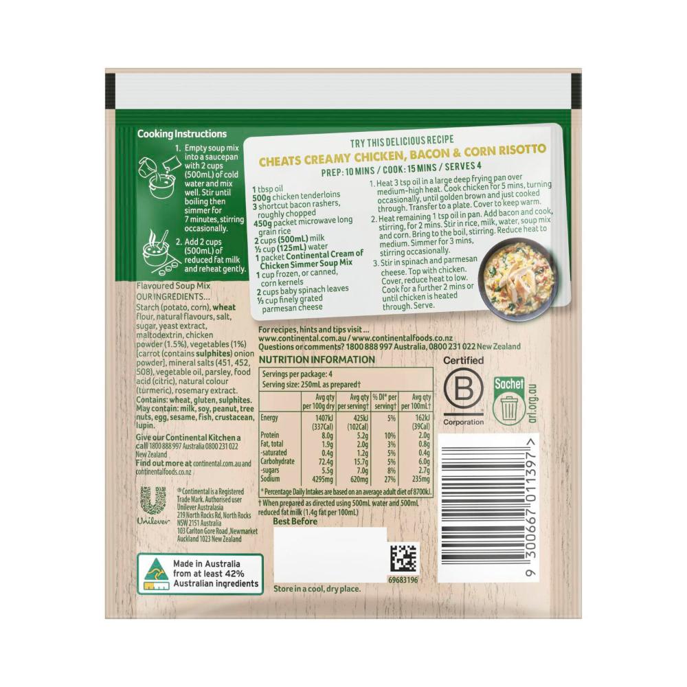 Continental Cream Of Chicken Soup Serves 4 - 45g