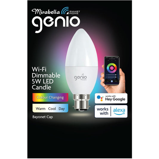 Mirabella Genio Wifi Dimmable 5W Led Candle Bayonet Cap each