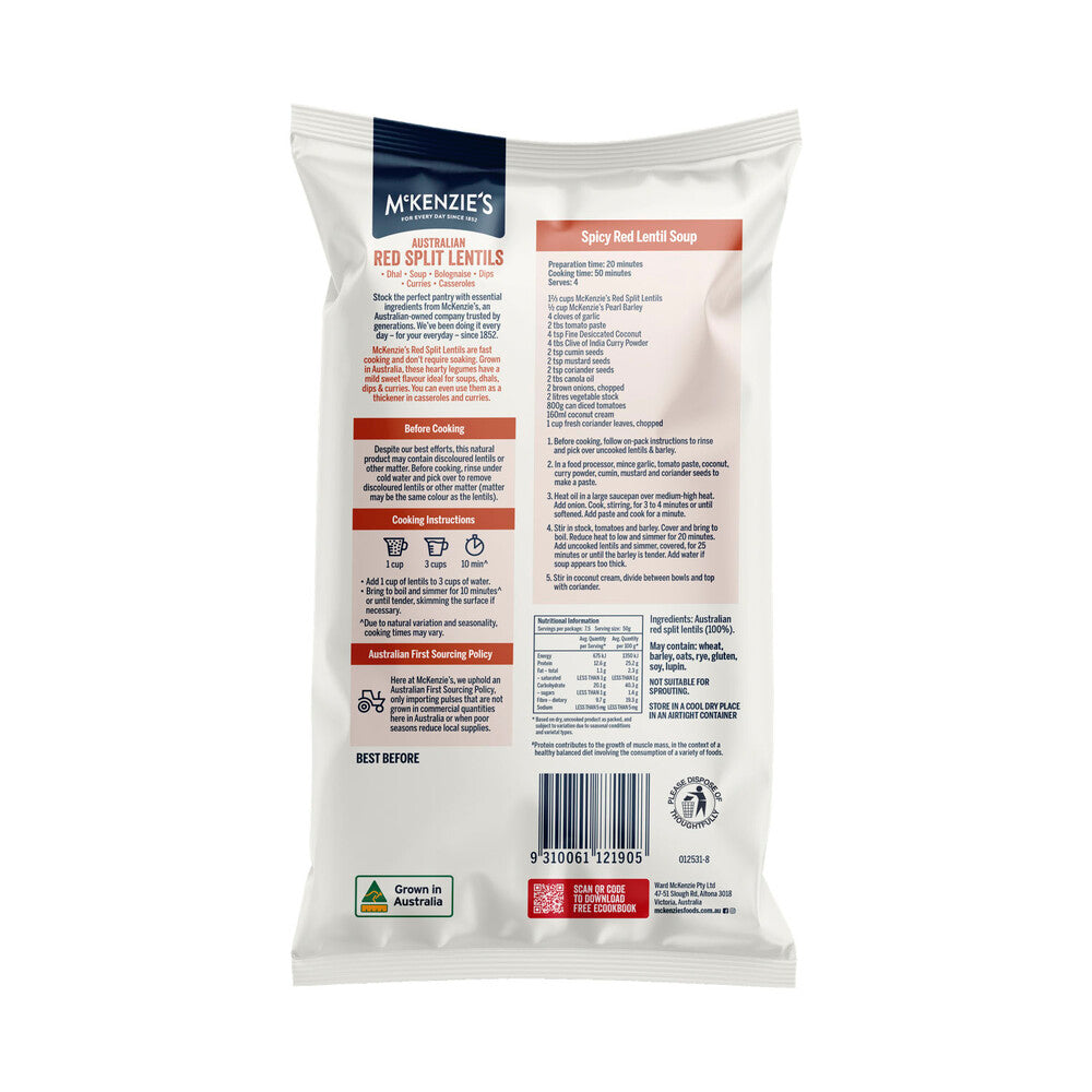 McKenzie's Split Red Lentils - 375g