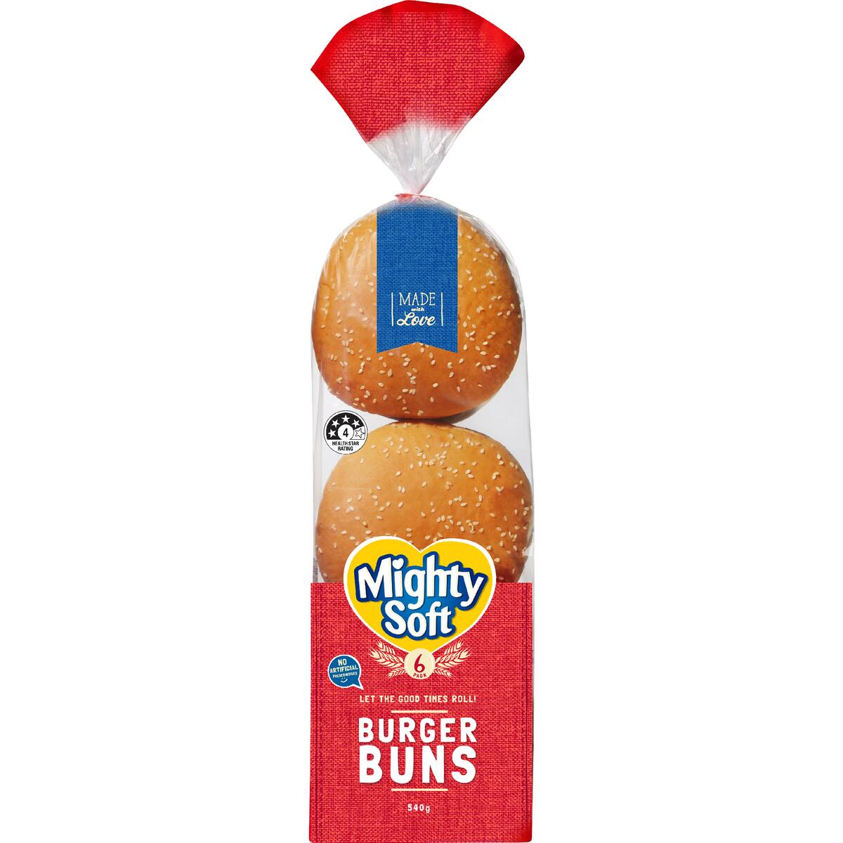 Mighty Soft Bread Rolls Hamburger Buns 6 Pack