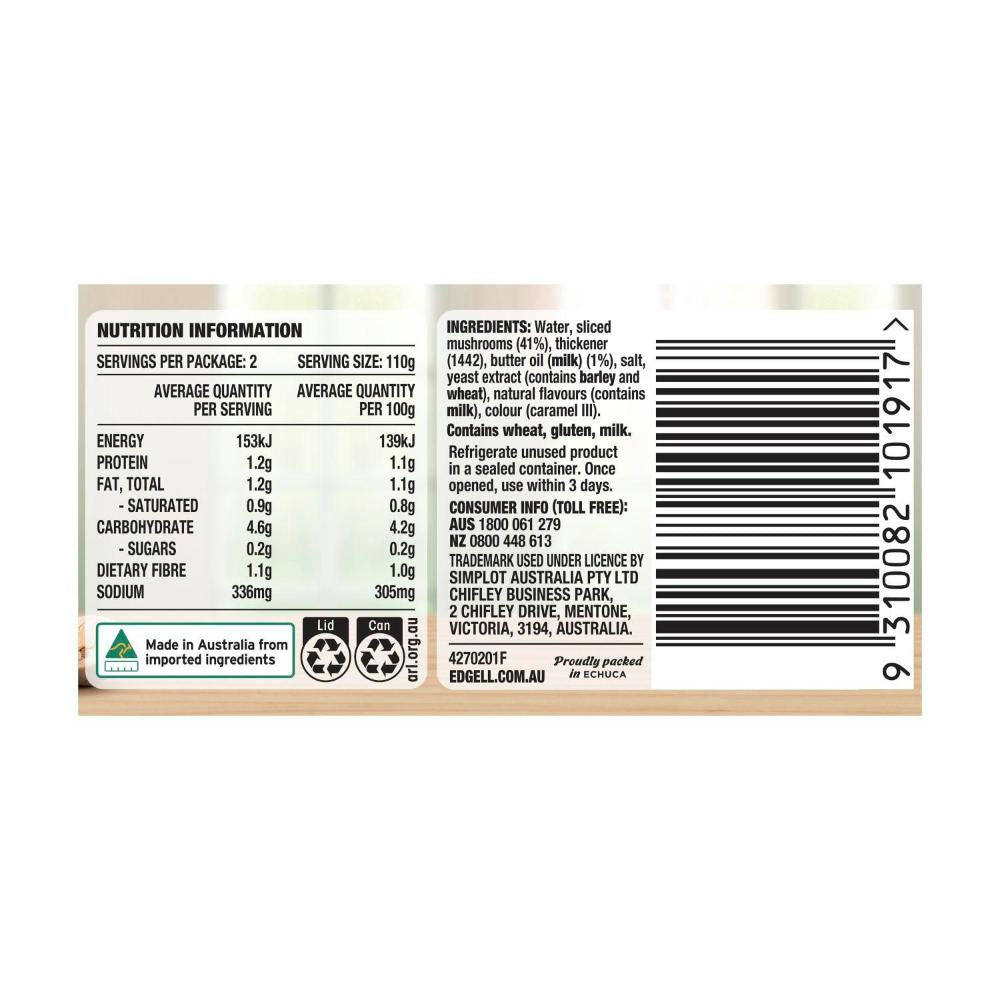 Edgell Sliced Mushrooms in Butter Sauce - 220g