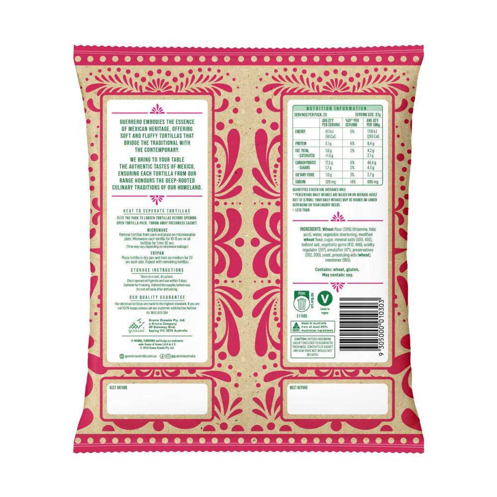 Guerrero Fajita Tortillas 20 Pack - 750g