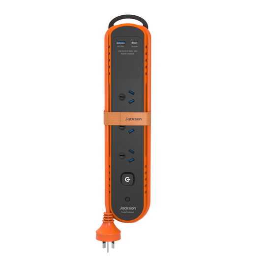 Jackson Rugged Home Powerboard - 3 Outlet - 2m - Black