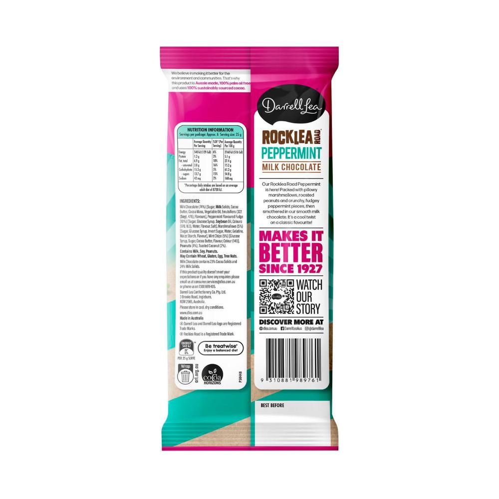 Darrell Lea Rocklea Road Peppermint Block Chocolate - 170g