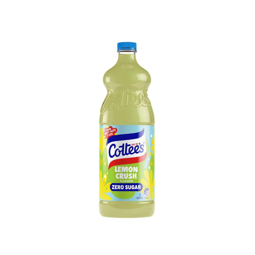 Cottee's Cordial Lemon Crush Zero Sugar - 1L