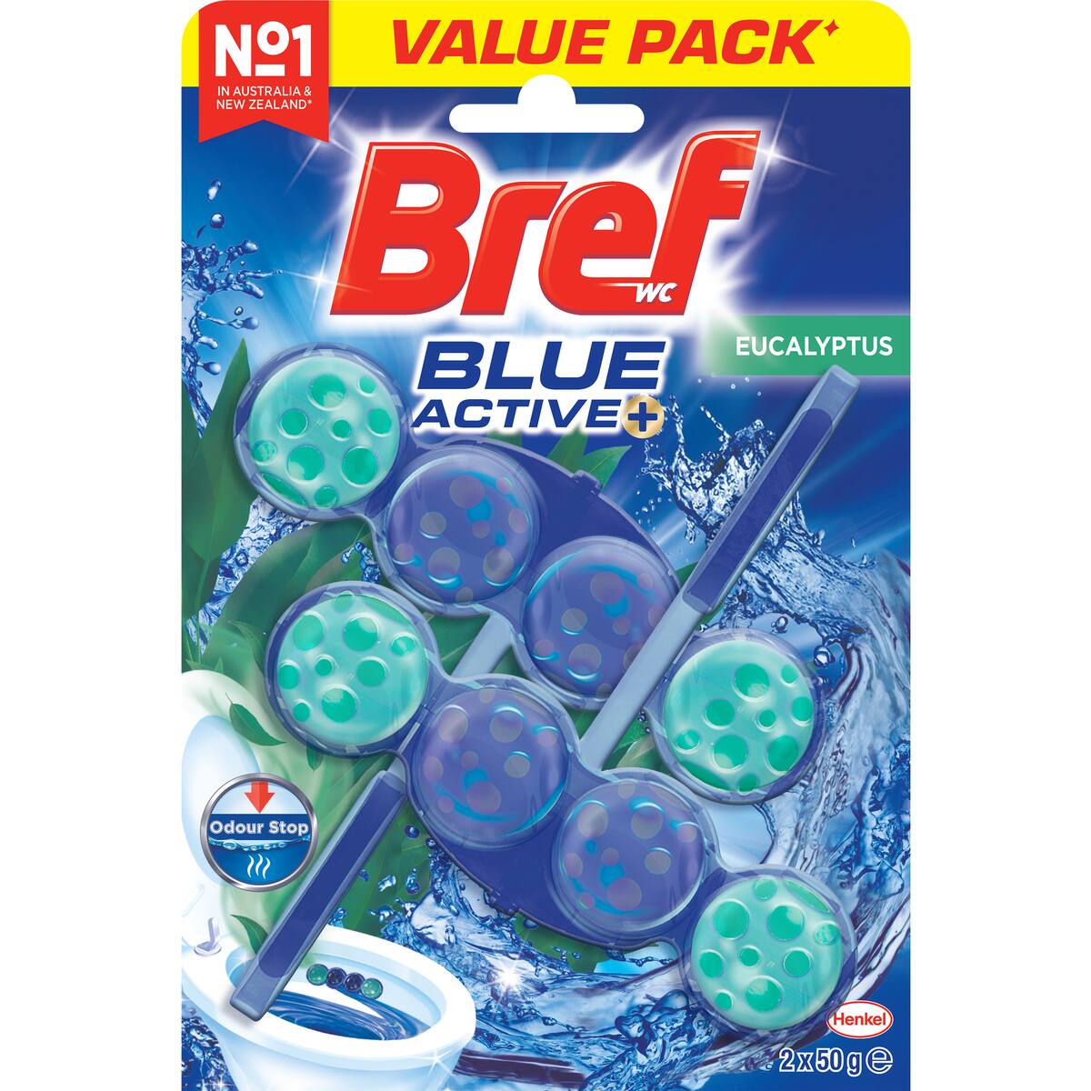 Bref Blue Active Eucalyptus Toilet Cleaner Block 50g X 2 Pack