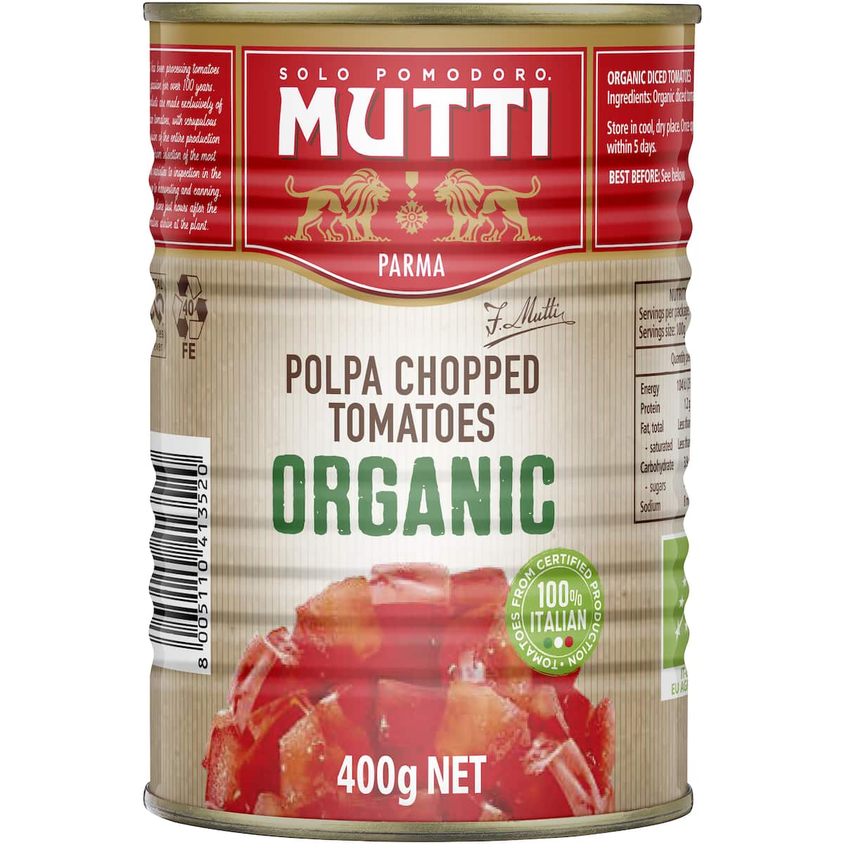 Mutti Organic Polpa Finely Chopped Tomatoes 400g