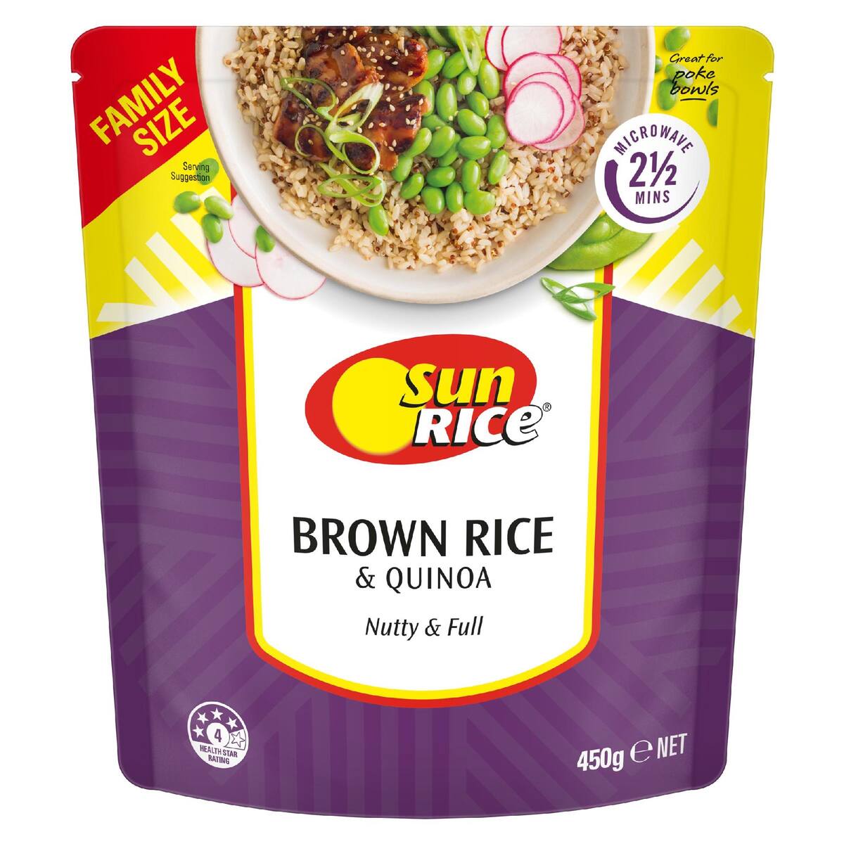 Sunrice Microwave Brown Rice & Quinoa Pouch 450g