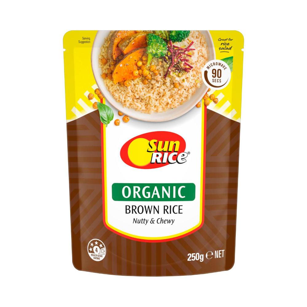 Sunrice Microwave Organic Brown Rice Pouch - 250g