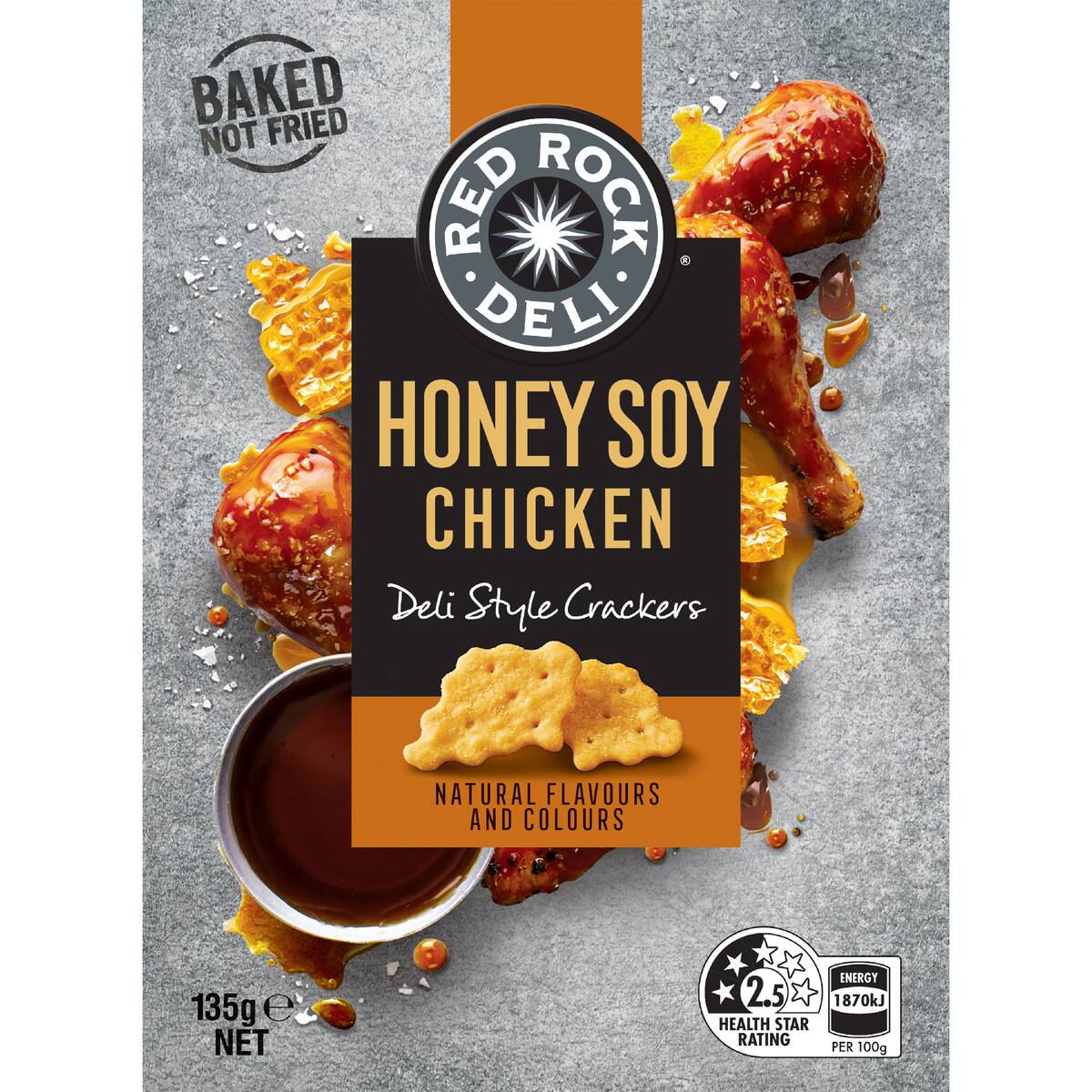 Red Rock Deli Biscuit Crackers Share Pack Honey Soy & Chicken 135g