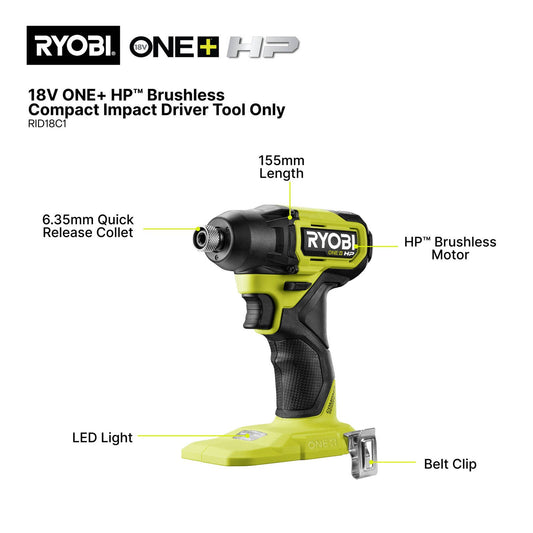 Ryobi HP Brushless Compact Impact Driver Kit - 18V ONE+ - 240Nm - 4Ah