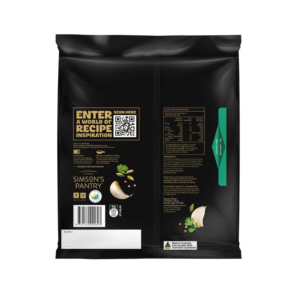 Simson's Pantry Garlic Roti - 270g