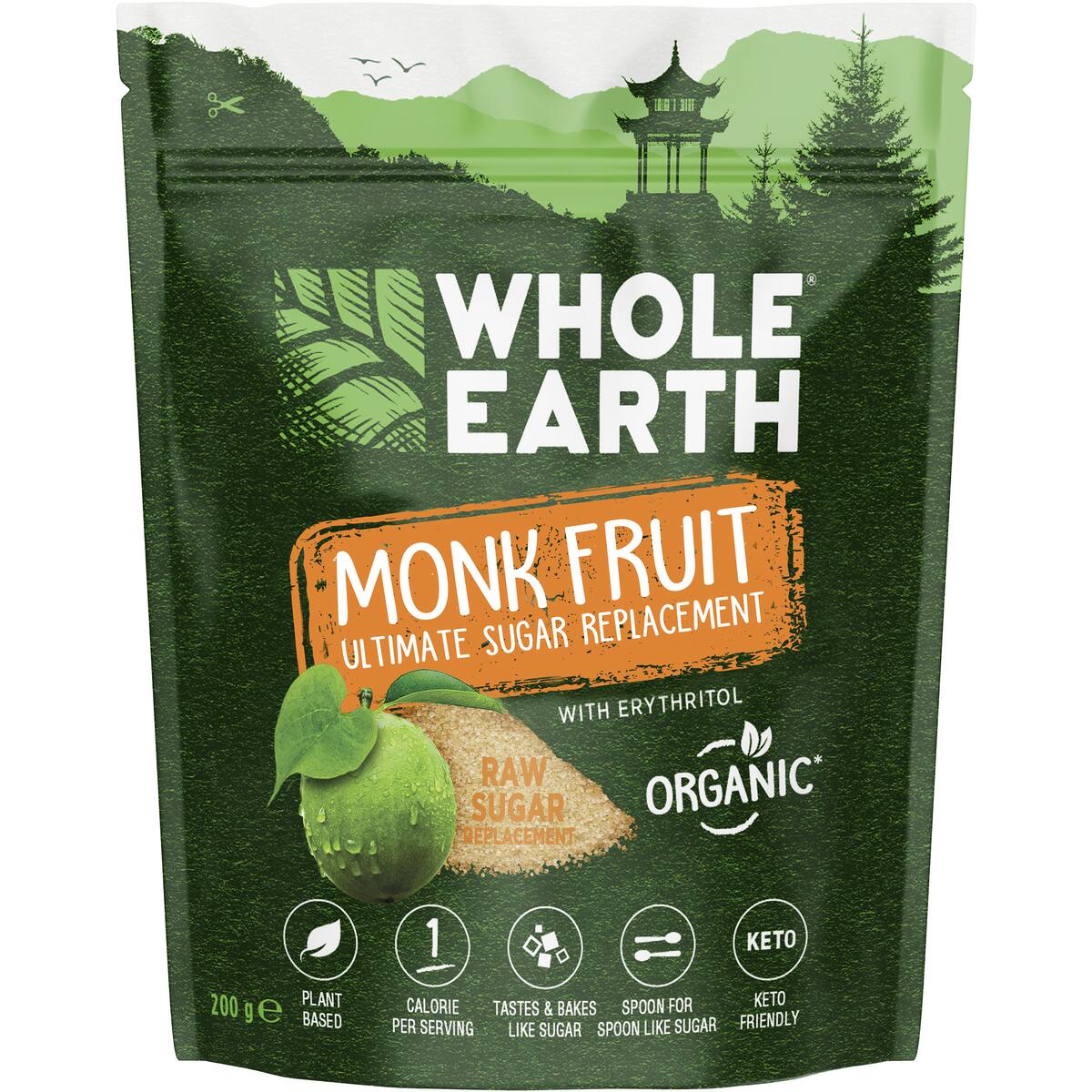 Whole Earth Monk Fruit Raw Sugar Replacement 200g