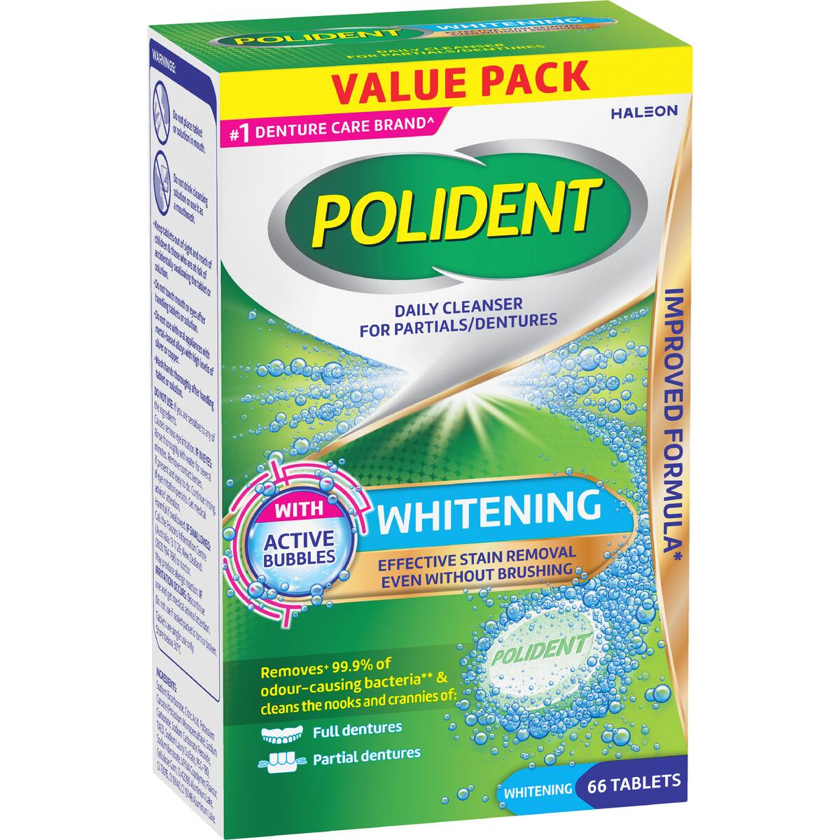 Polident Whitening Denture Cleaner For Dentures & Partials 66 Pack