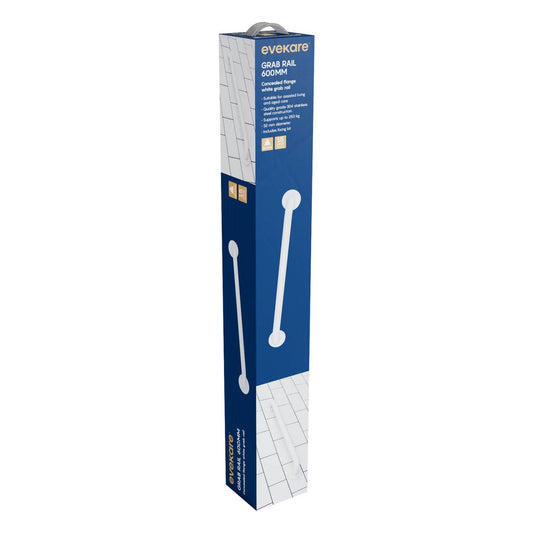 Evekare 600mm White Concealed Flange Grab Rail - 250kg Capacity - 304 Stainless Steel