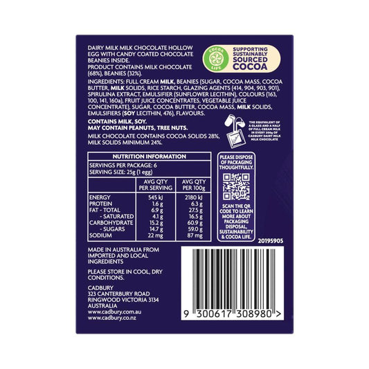 Cadbury Humpty Dumpty Chocolate Easter Eggs With Beanies Carton - 150g