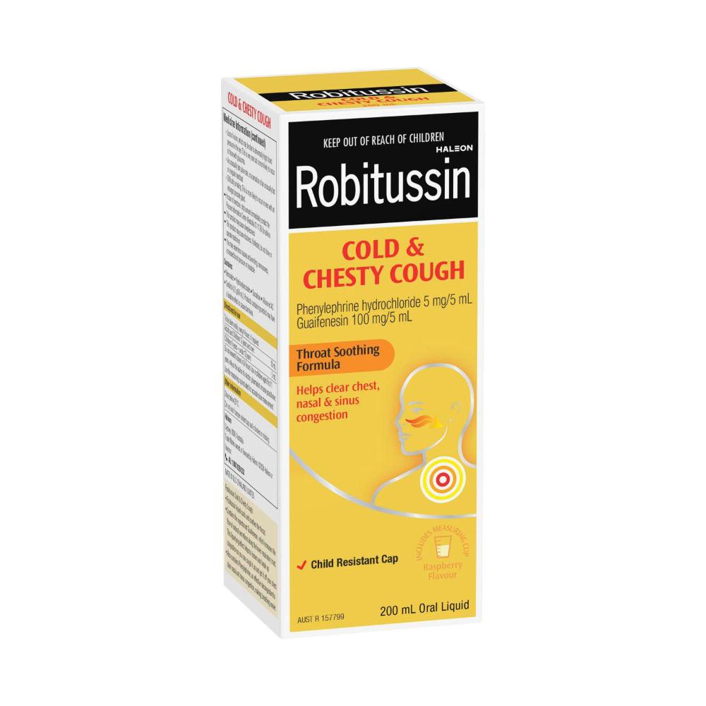 Robitussin Cold And Chesty Cough Cough Liquid Raspberry - 200mL