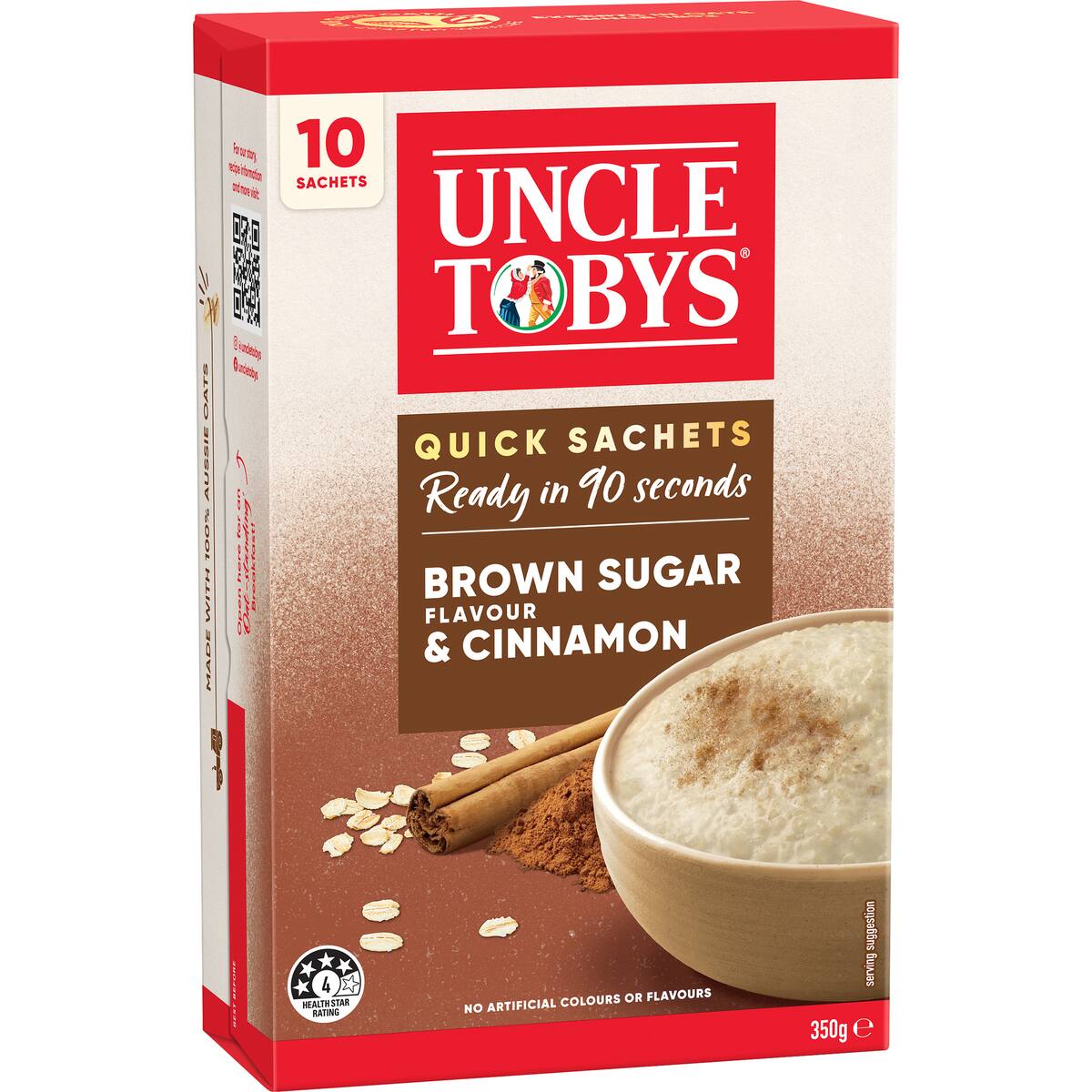 Uncle Tobys Oats Sachets Brown Sugar & Cinnamon 10 Pack 350g