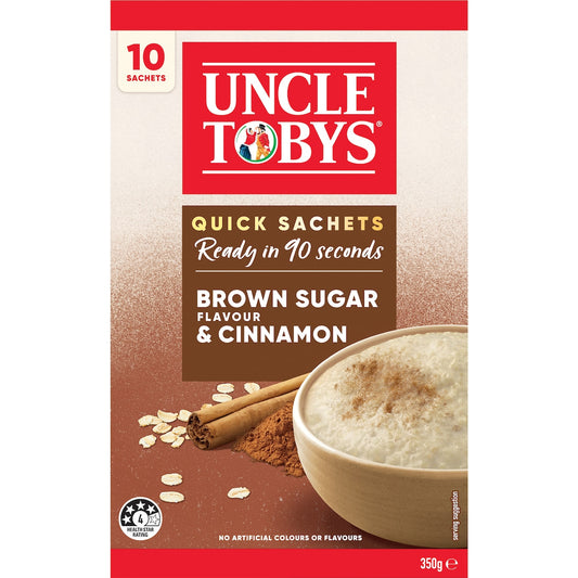 Uncle Tobys Oats Sachets Brown Sugar & Cinnamon 10 Pack 350g