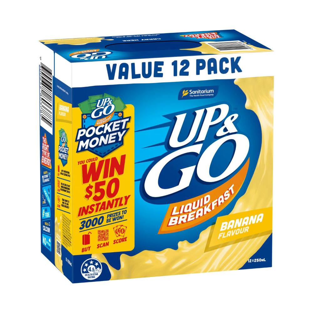 Sanitarium Up&go Liquid Breakfast Fridge Banana 12x250ml - 3L