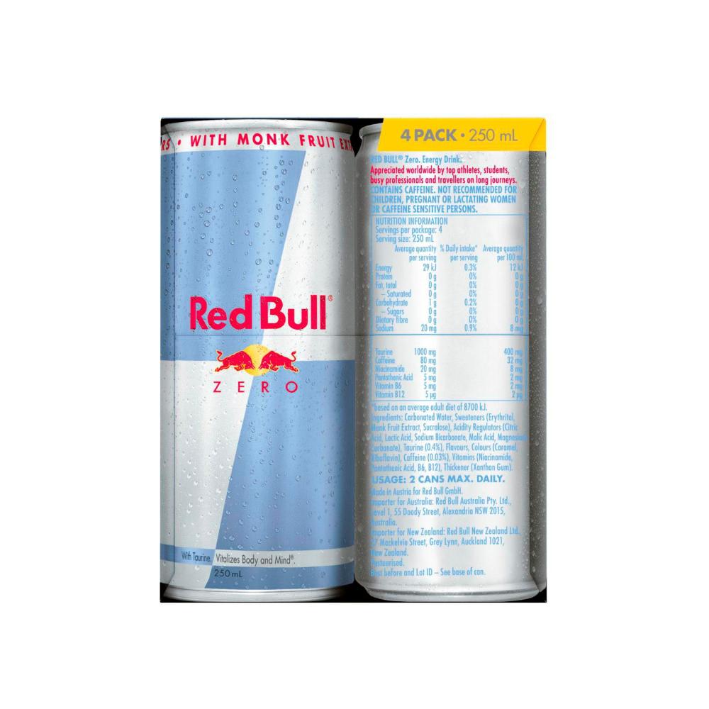 Red Bull Energy Drink Zero 250ml - 4 Pack