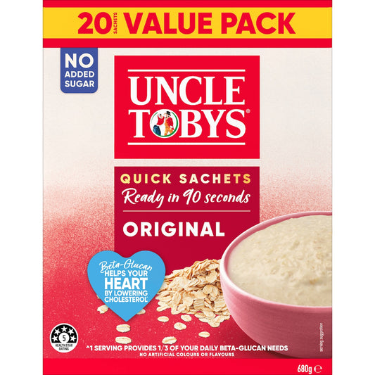 Uncle Tobys Oats Quick Sachets Family Pack Original Porridge 680g