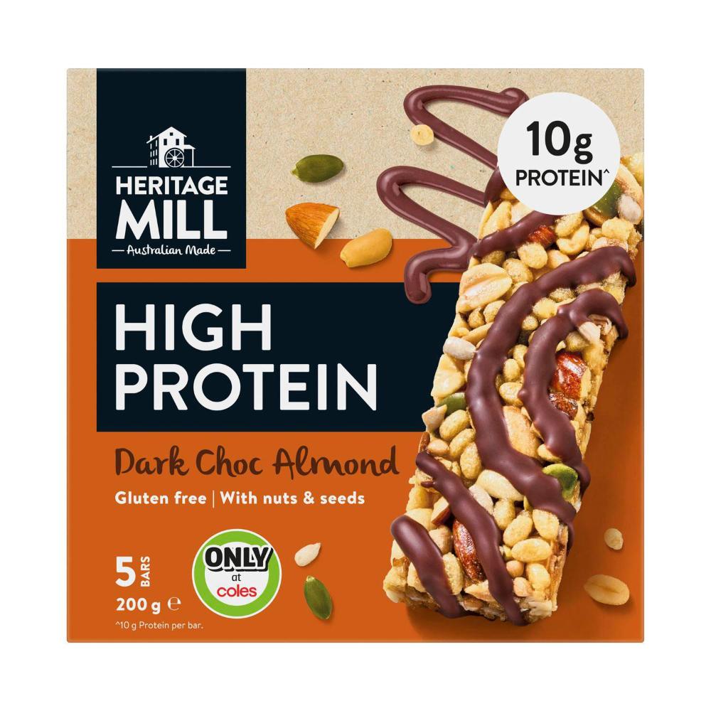 Heritage Mill High Protein Bars Dark Choc Almond - 200g