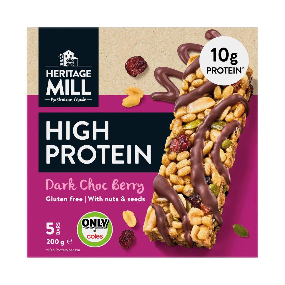 Heritage Mill High Protein Bars Dark Choc Berry - 200g