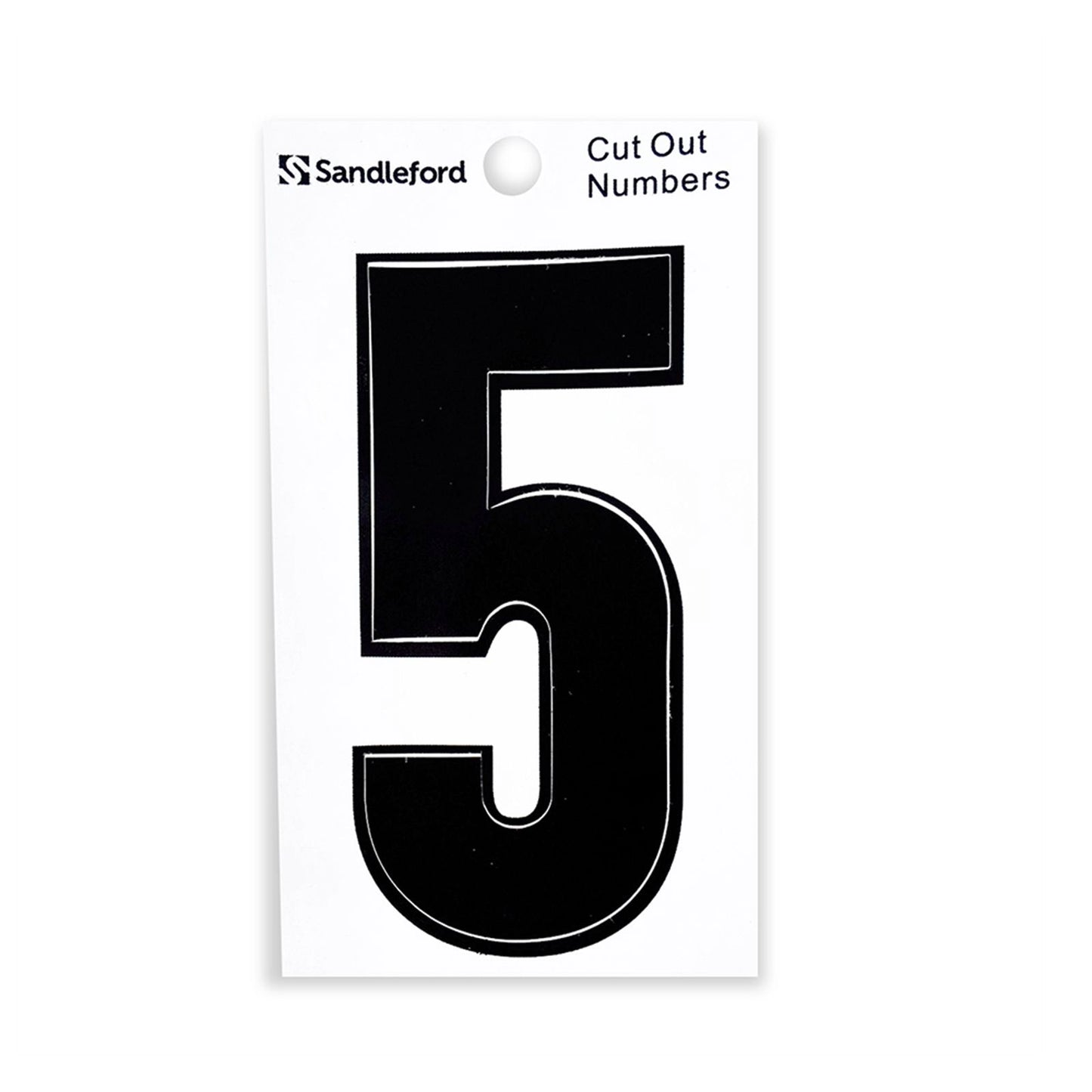 Sandleford Black Cut Out Self Adhesive House Number 5 - 85mm