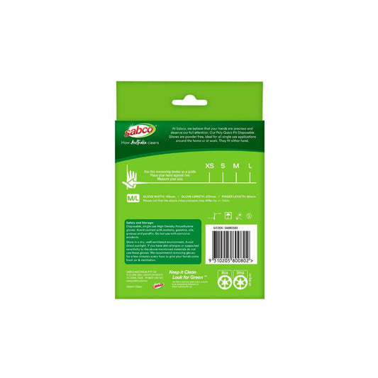 Sabco Poly Quick - Fit Disposable Gloves M/ L - 150 Pack