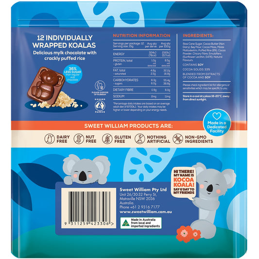 Sweet William Rice Crackle Chocolate Koalas 12 pack