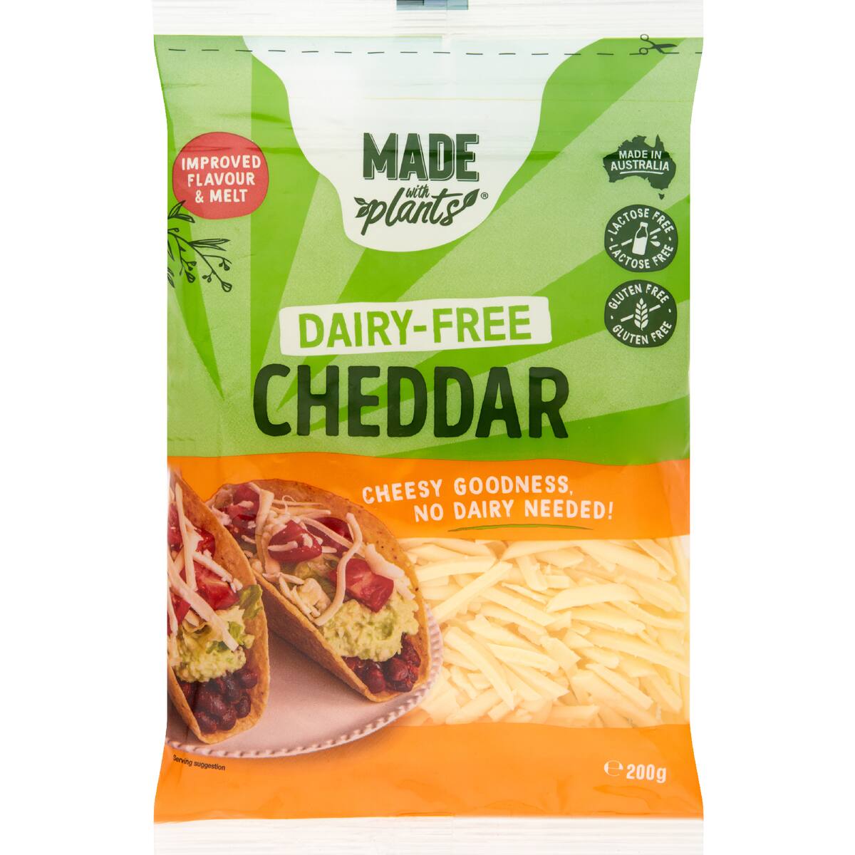 Made With Plants Shredded Cheddar Dairy Free 200g