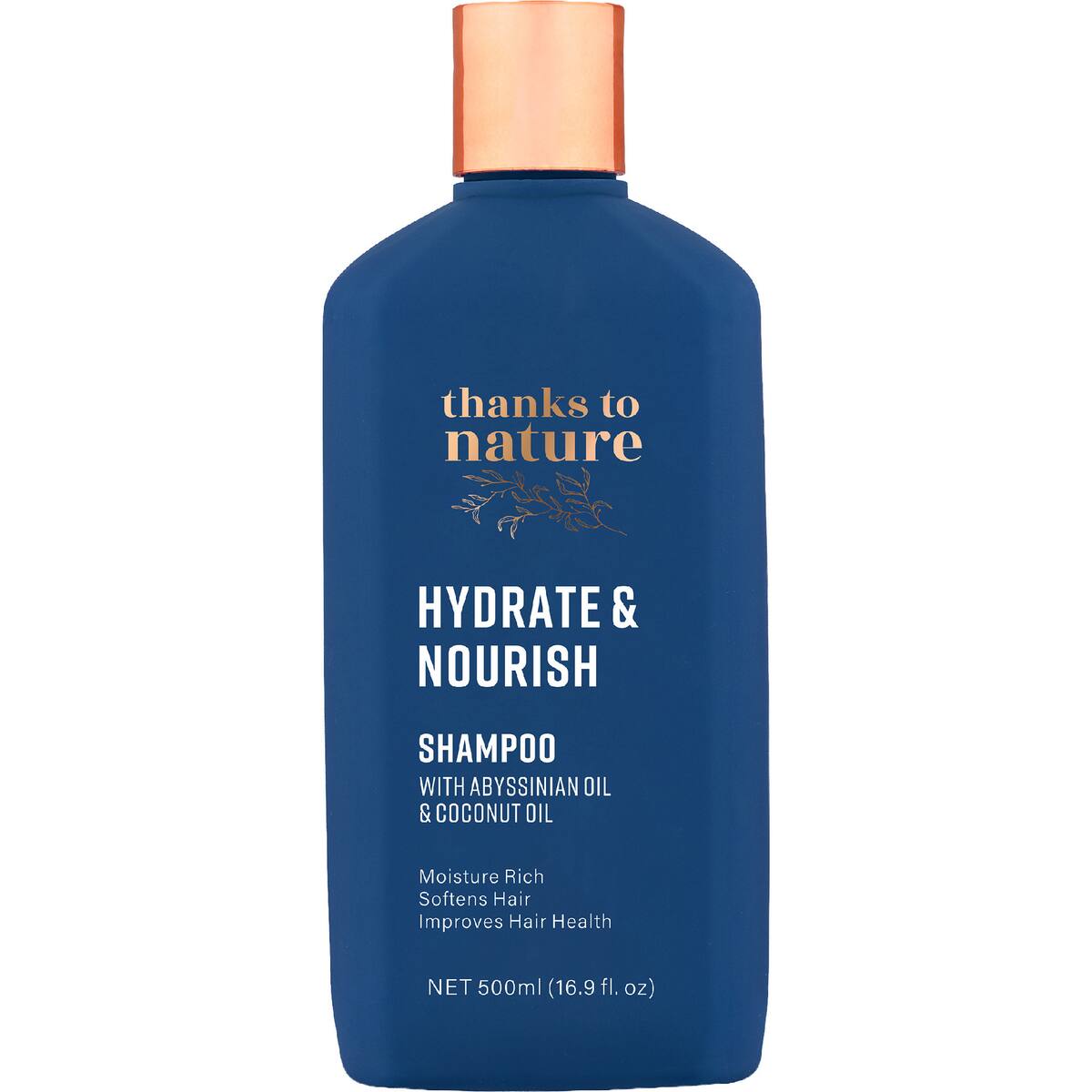 Thanks To Nature Hydrate & Nourish Shampoo With Abyssinian Oil For Dry Hair 500ml