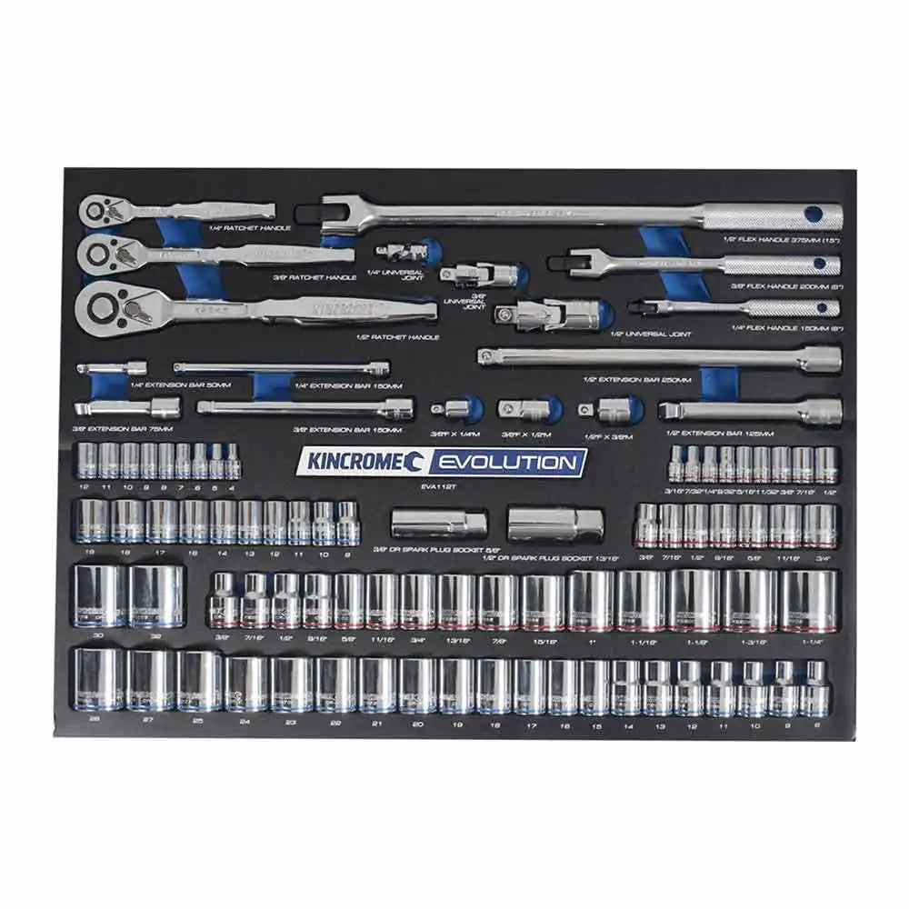 KINCROME Evolution Eva Tray 92 Piece Sockets and Accessories EVA112T