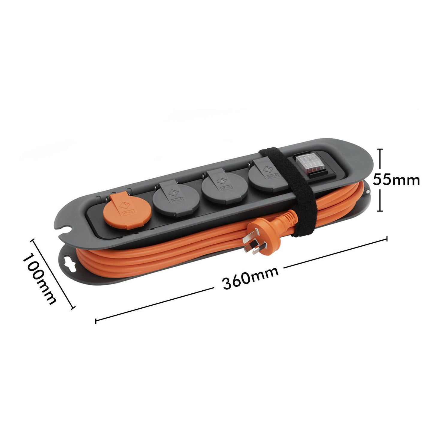 Deta Trade Tuff Heavy Duty Powerboard - 3 Outlet - 3m - Grey/Orange