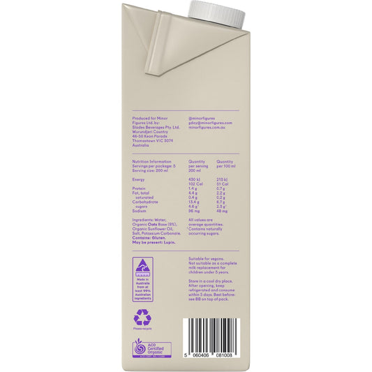 Minor Figures Barista Oat Uht Organic Milk 1l