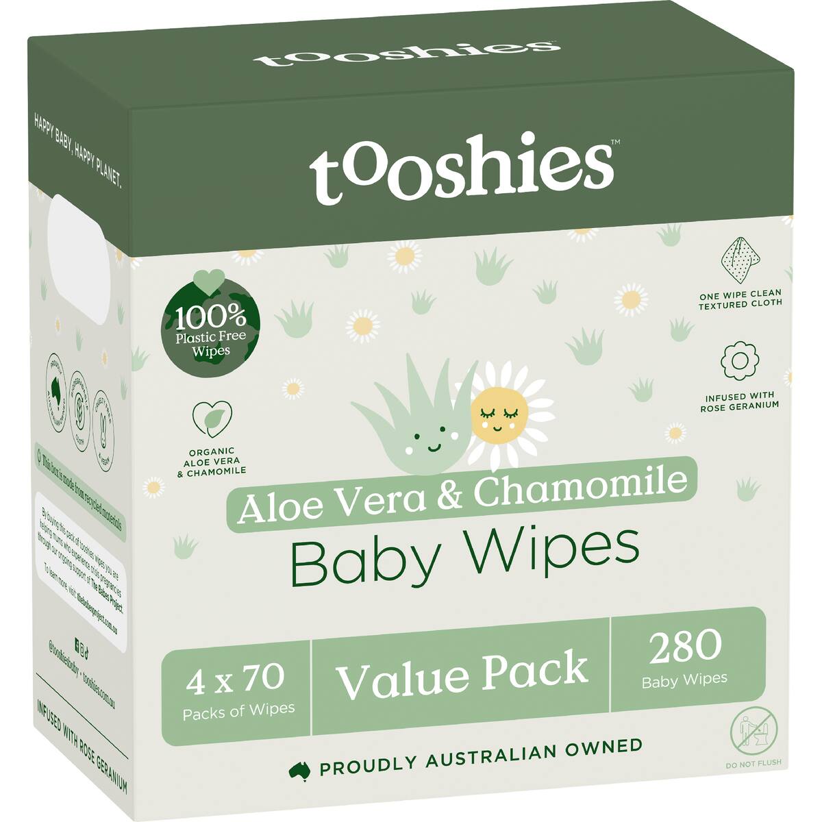 Tooshies Baby Wipes Aloe Vera & Chamomile 280 Pack